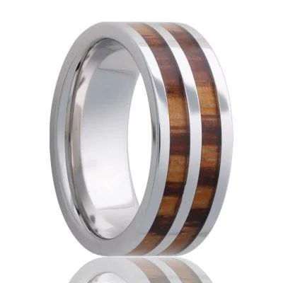 HEPANA | Men's Unique Wedding Ring | Tungsten | Zebra Wood Double Inlay | 8mm