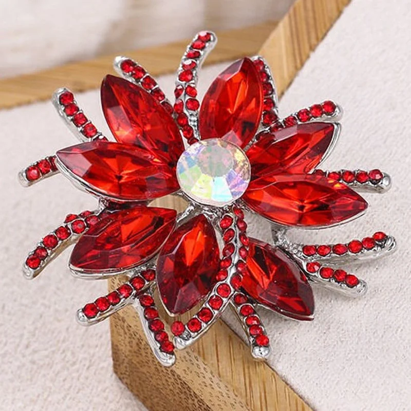 HP-0031 Crystal Rhinestone Red Brooch