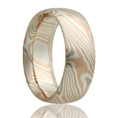 ITAME | Mokume Wedding Ring | Mokume Gane | 14k Gold and Sterling Silver | 6mm & 8mm