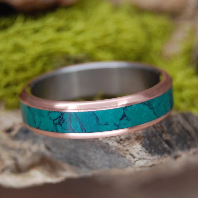 Jade Sea | Men's Imperial Jade Stone, Copper & Titanium Wedding Ring