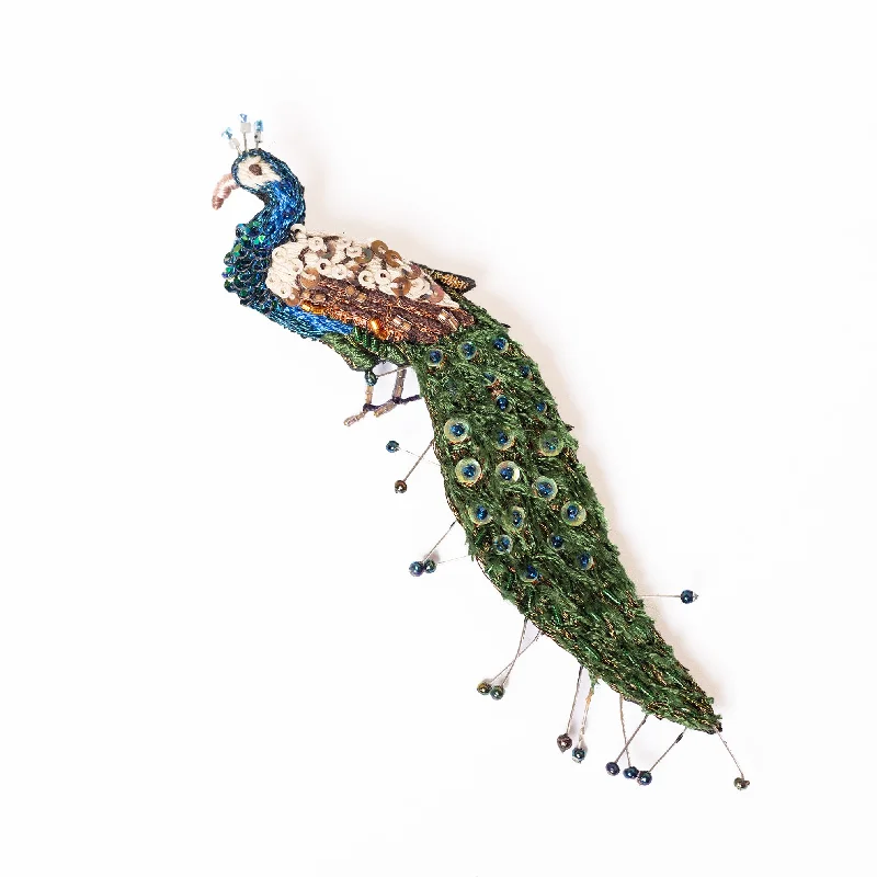 jewelled peacock brooch