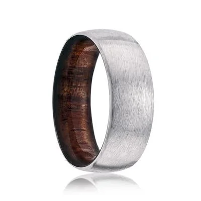 KACIA | Unique Wedding Ring | Cobalt | Koa Wood Liner | 6mm & 8mm