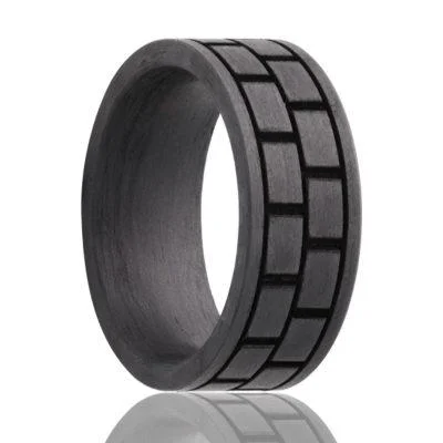 LADRILLO | Men's Black Wedding Ring | Carbon Fiber | Running Bond Pattern | 8mm