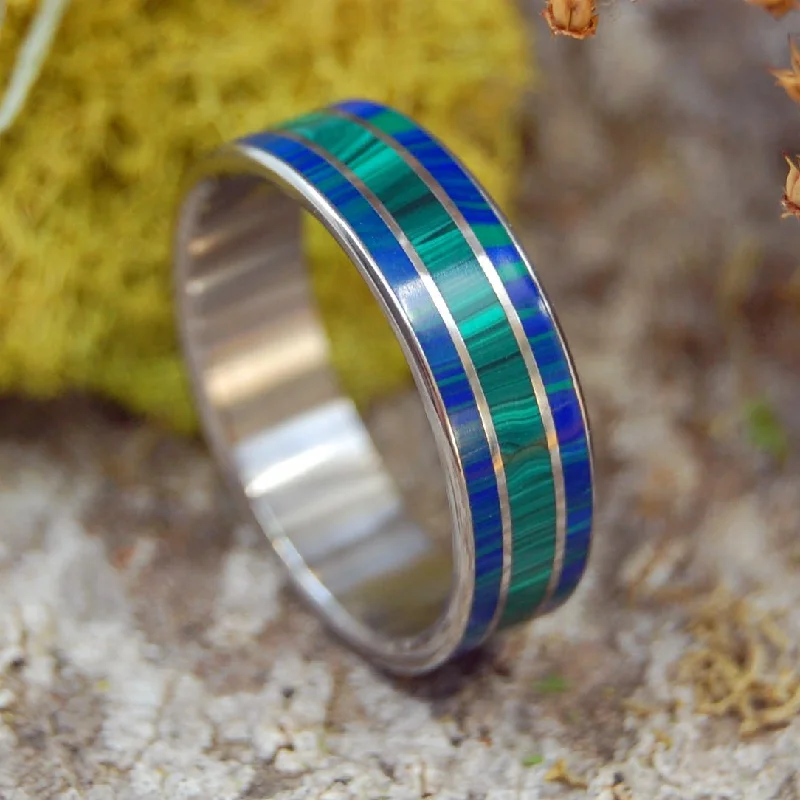 Twin Spires | Men's Malachite Stone & Titanium Wedding Ring