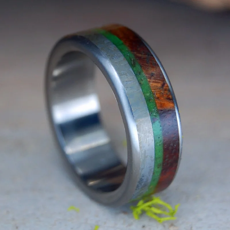 Marijuana Moon | Men's Meteorite, Marijuana & Redwood Wedding Ring