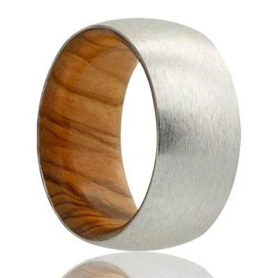 MASLINA | Men's Unique Wedding Ring | Cobalt | Olive Wood Liner | 6mm & 8mm