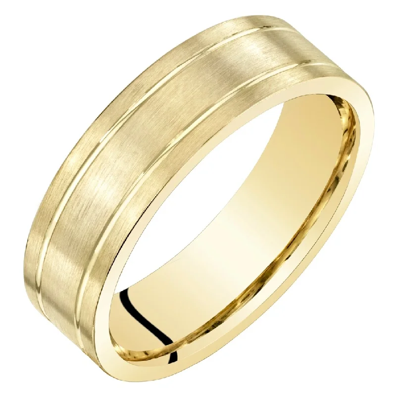 Mens 14k Yellow Gold Wedding Band Ring Matte Comfort Fit