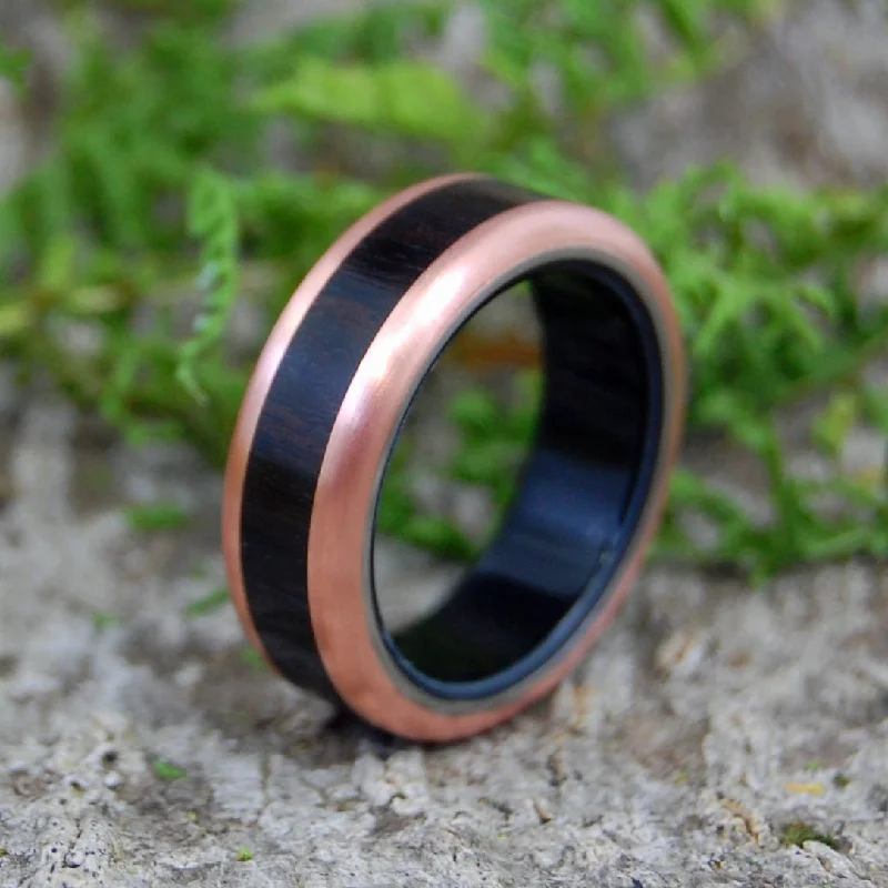 African King Rounded | Men's Ebony Wood, Copper & Titanium Wedding Ring