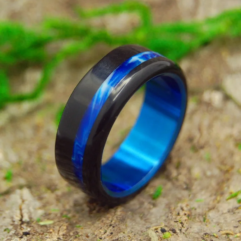 Blue Vintage Tron | Men's Black Resin, Blue Resin & Titanium Wedding Ring