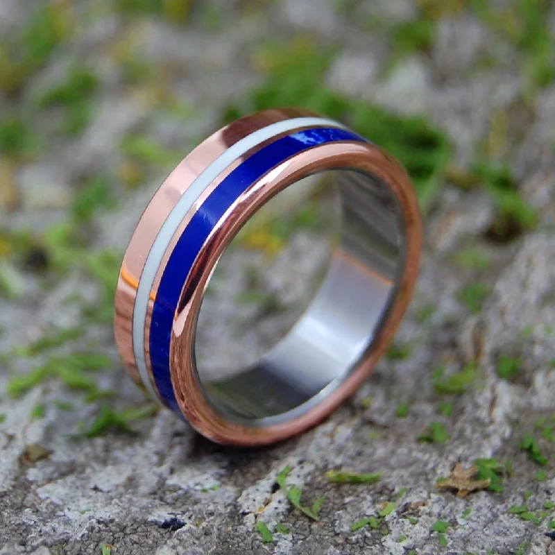 Peruvian Knight | Men's Copper, Blue Stone & Titanium Wedding Ring