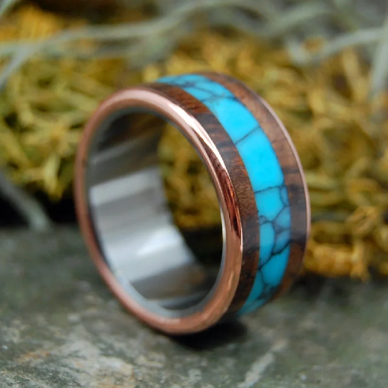 American Explorer | Men's Turquoise, Redwood & Copper Wedding Ring