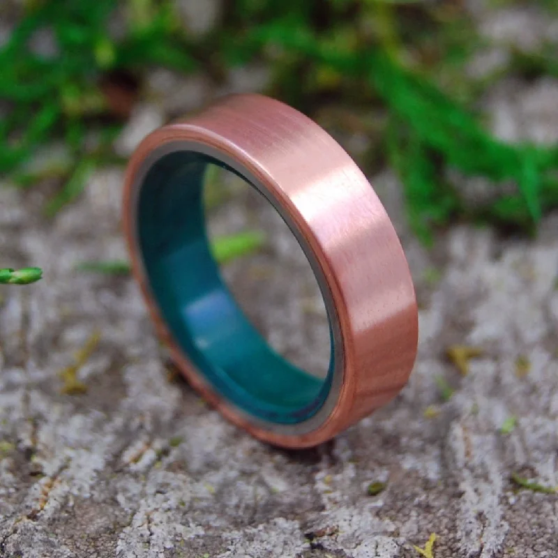 Flat Copper Moxie | Men's Jade, Copper & Titanium Wedding Ring