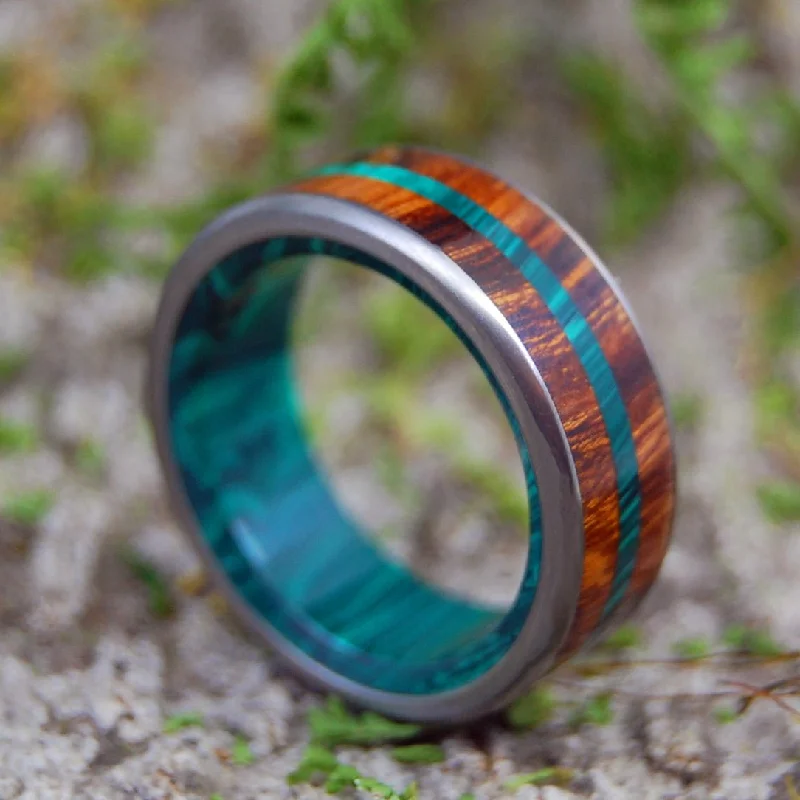 In The Midst Of Desert Ironwood | Men's Ironwood, Malachite & Titanium Wedding Ring