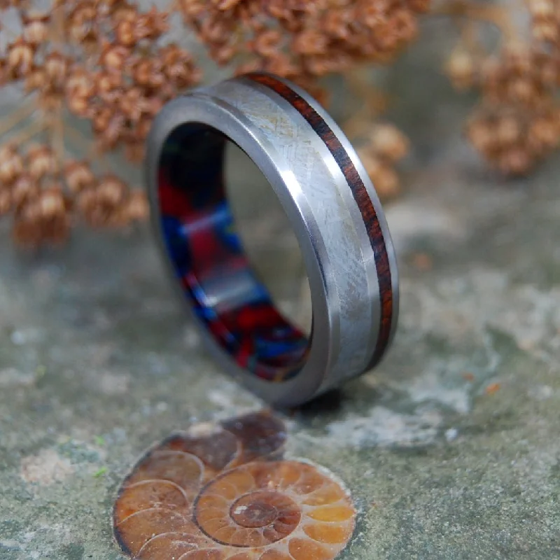 How The World Began | Men's Meteorite, Wood & Titanium Wedding Ring