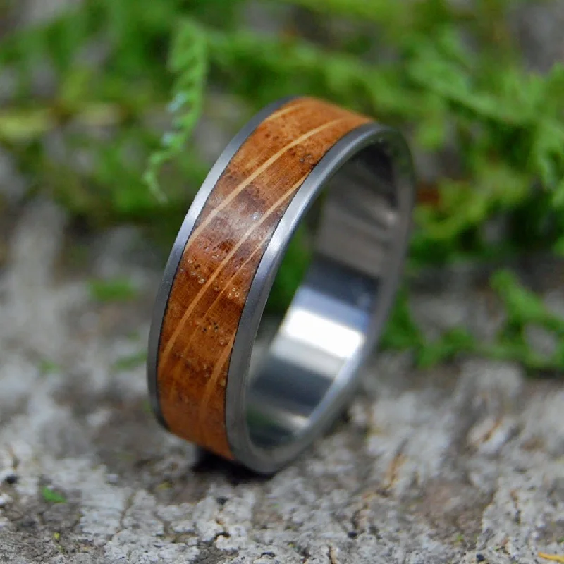 Bully Boy Boston | Men's Whiskey Barrel Wood & Titanium Wedding Ring