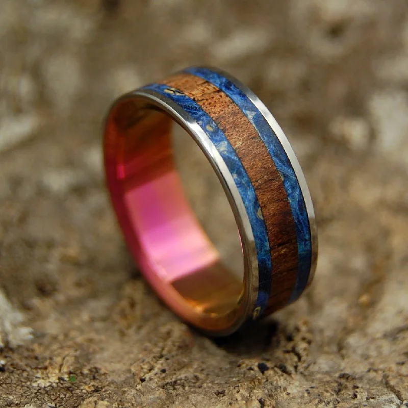 My Bright Love | Men's Hawaiian Koa Wood, Box Elder Wood & Titanium Wedding Ring