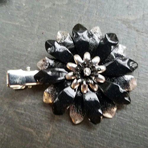 Metal Black Flower Hair Clip