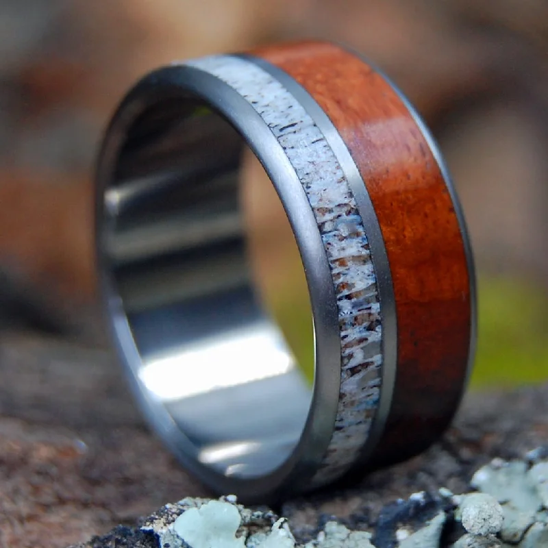 Moose Amboyna | Men's Moose Antler, Amboyna Burl Wood & Titanium Wedding Ring