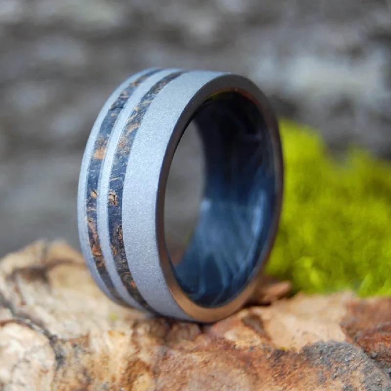 Mr. Sandman | Men's Box Elder Wood, Mokume Gane & Titanium Wedding Ring