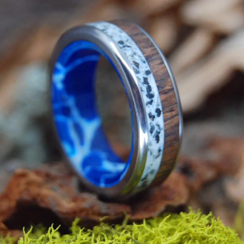 Norway Beach Sand Koa Cobalt | Men's Koa Wood, Beach Sand & Cobalt Wedding Ring