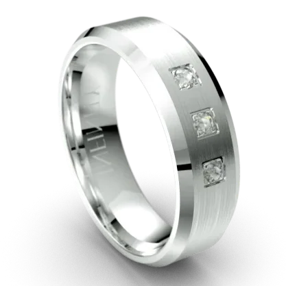 White Gold Diamond Bevelled Edge Wedding Ring