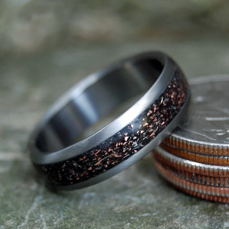 Quarter Shot | Men's Ground Quarters, Beach Sand & Titanium Wedding Ring