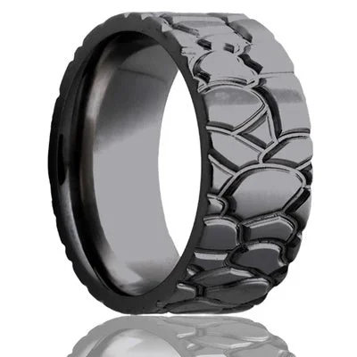 RALLYE | Men's Tire Tread Wedding Ring | Black Zirconium | 8mm