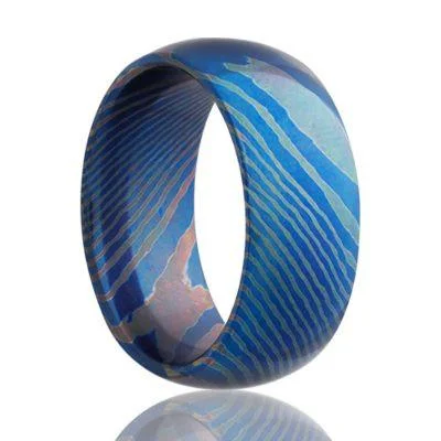 RECIF | Moku-Ti Wedding Ring | Mokume Titanium | Domed | 7mm & 8mm