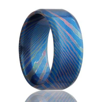 REEF | Unique Moku-Ti Wedding Ring | Titanium | Beveled Edges | 8mm