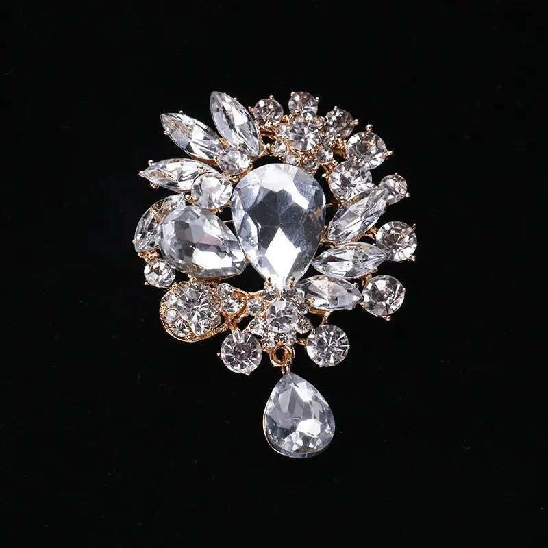 Rhinestone Flower Brooch BR-099