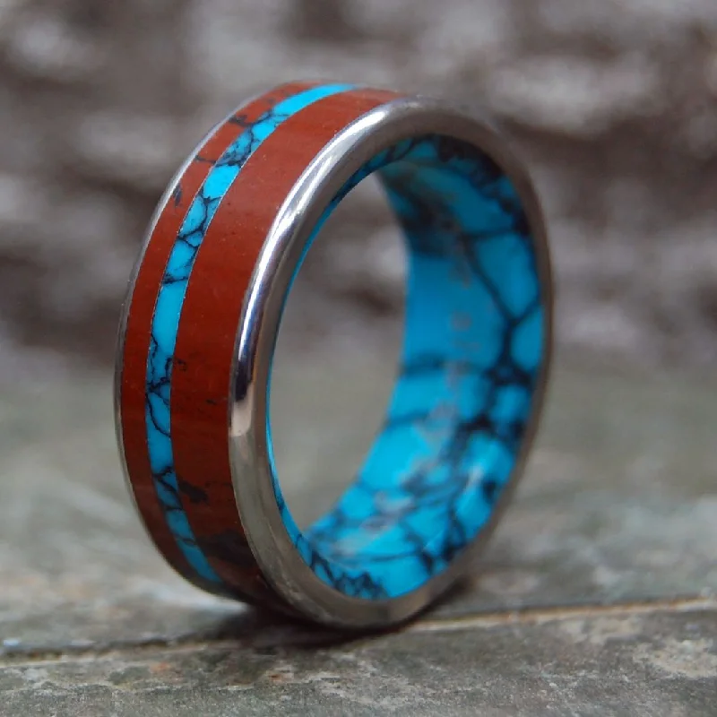 Rococo | Men's Turquoise, Brown Jasper & Titanium Wedding Ring