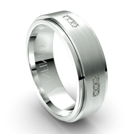 Spinning Brushed Centre Diamond Platinum Wedding Ring (IN1306D)