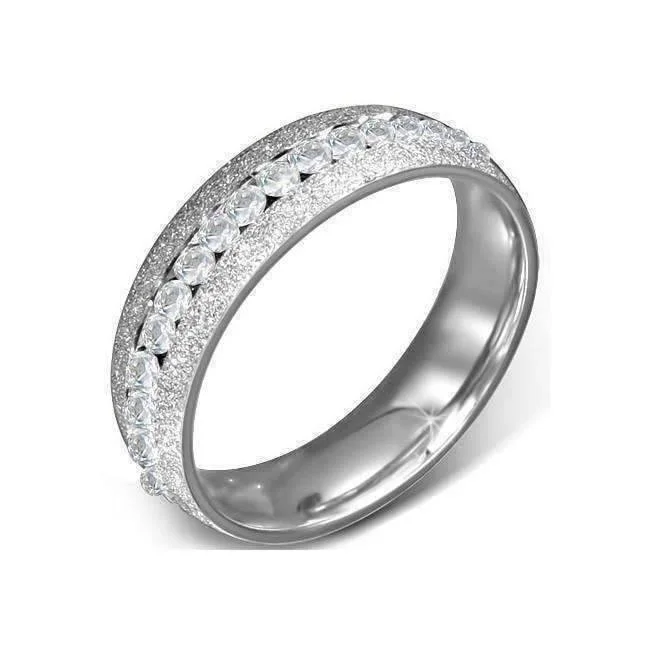 Silver Sandblasted Stainless Steel Eternity Ring