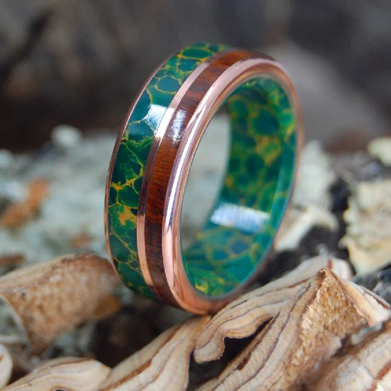 Snake Thru Love | Men's Snakewood, Copper, Egyptian Jade & Titanium Wedding Ring