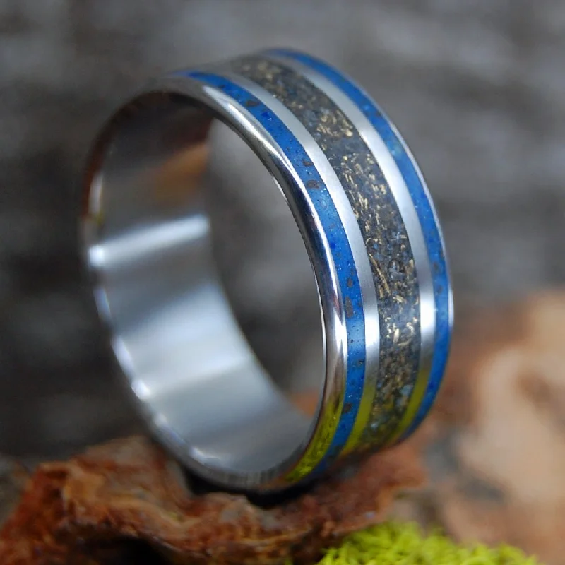 Solution Revolution | Men's Battleground Earth, Bullet Fragments & Titanium Wedding Ring