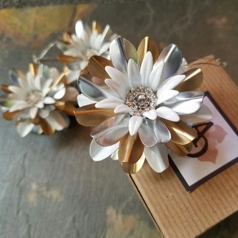 Space Age Gold and Silver Flower Ornament