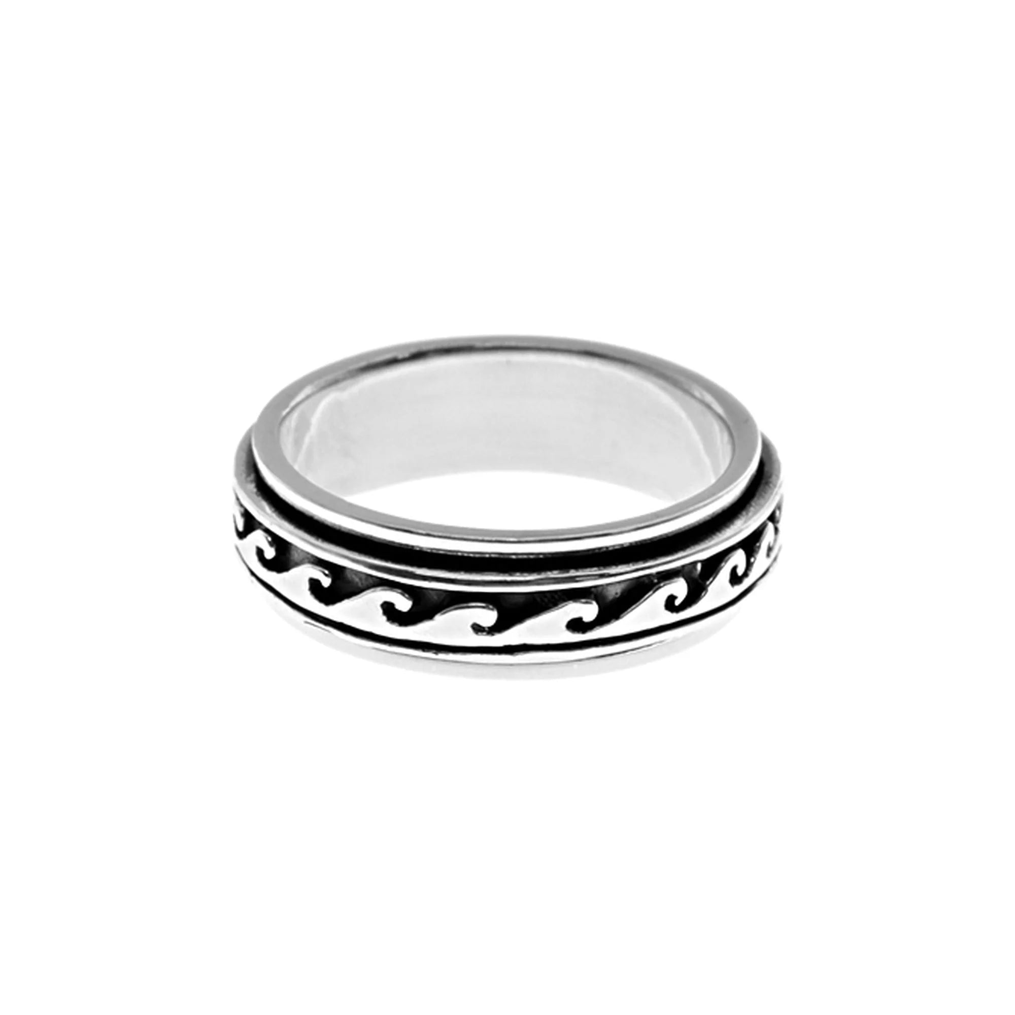 Sterling Silver Wave Design Spinner Ring