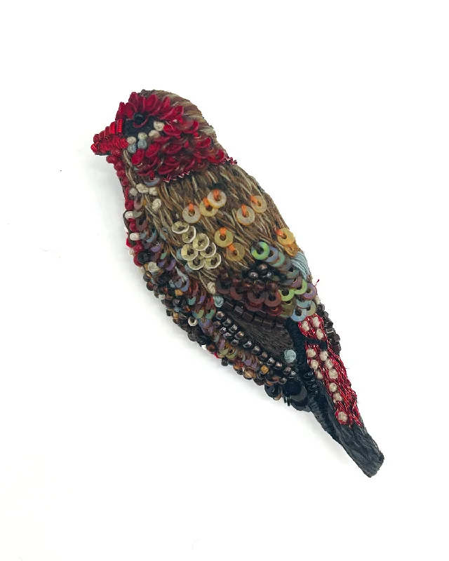 strawberry finch brooch