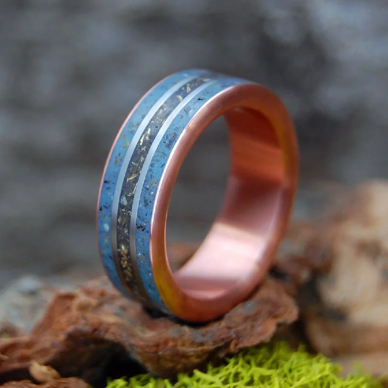 The British Are Coming In Copper! | Men's Copper, Bullet Fragments & Titanium Revolutionary War Memorial Wedding Ring