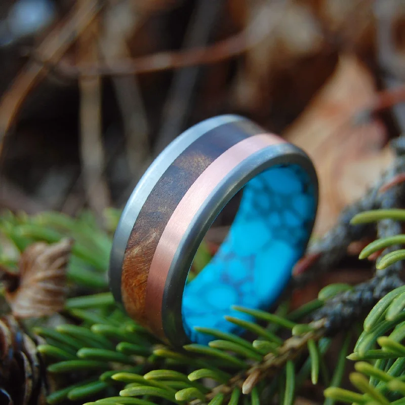 The Motive Of A Viking | Men's Copper, Turquoise, Desert Ironwood & Titanium Wedding Ring