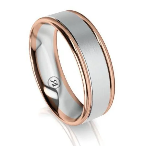 The Winston Rose and White Gold Centered Wedding Ring