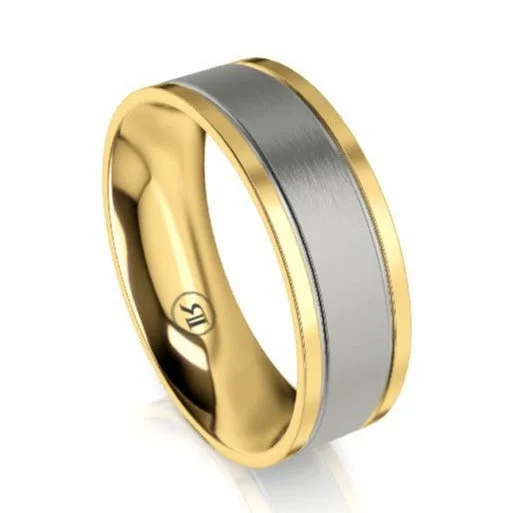 The Winchester Titanium and Dual Gold Edged Wedding Ring