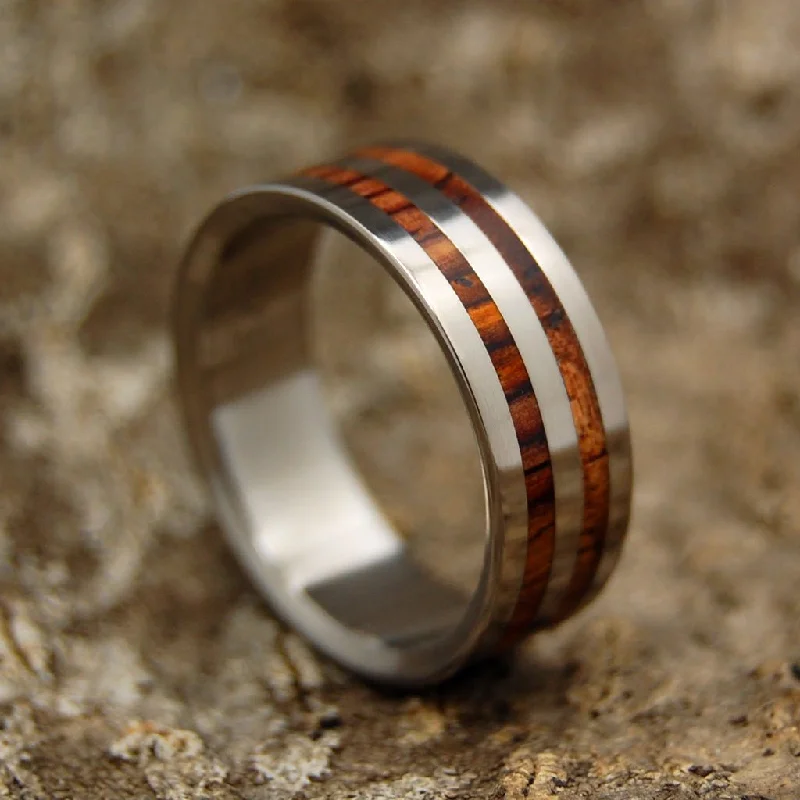 Harvest | Men's Cocobolo Wood, Hawaiian Koa Wood & Titanium Wedding Ring