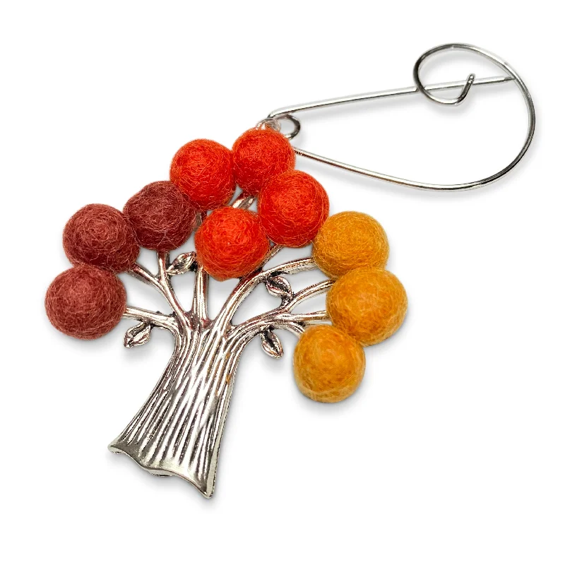 Tree Of Life Brooch Orange