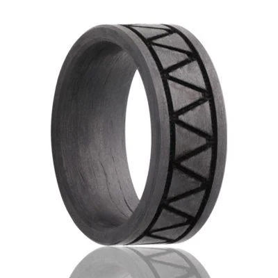 TRIAD | Black Wedding Ring | Solid Carbon Fiber | 8mm