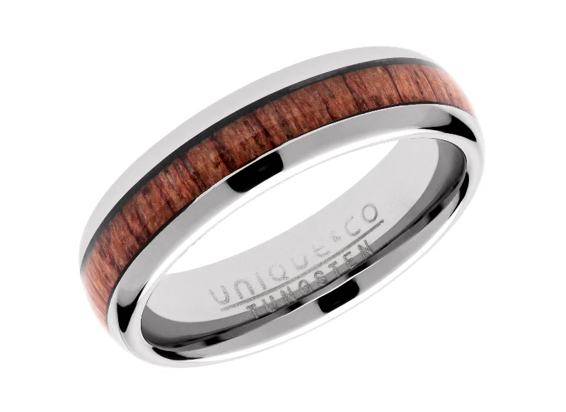 Unique & Co 6mm Tungsten Carbide Ring with Wood Inlay