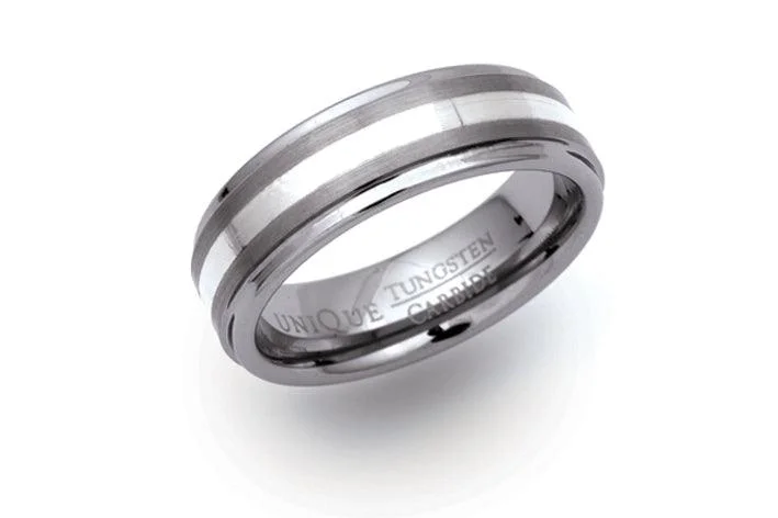 Unique & Co Tungsten with a Silver Inlay Ring