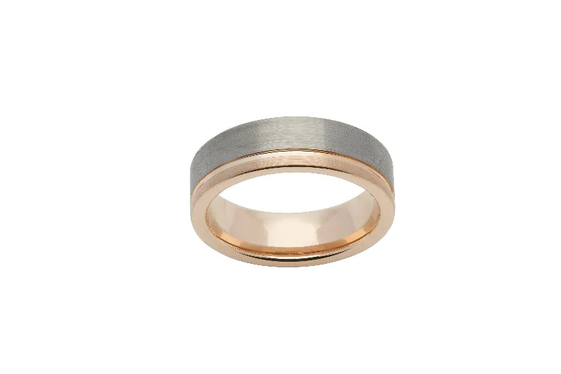 Unique & Co Tungsten Ring with Rose Gold IP Plating