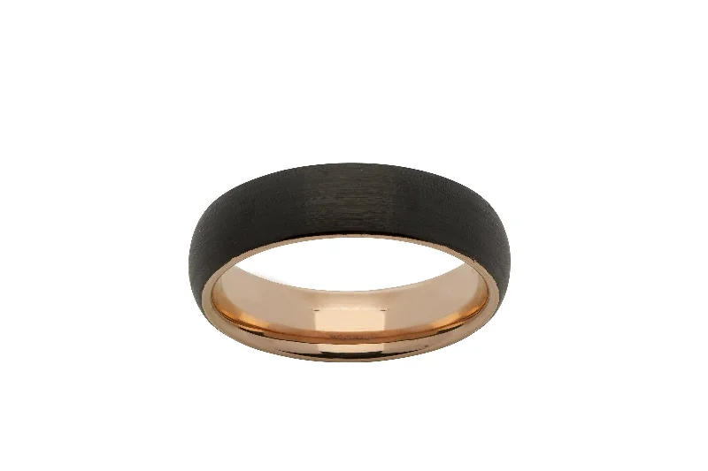 Unique & Co 6mm Tungsten Ring with Rose Gold Black IP