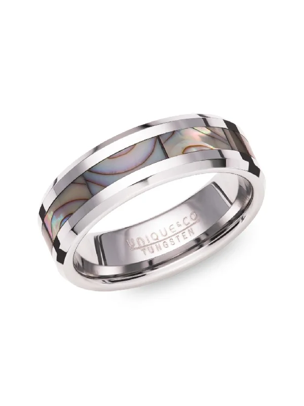 Unique & Co Abalone Shell Inlay Tungsten Ring